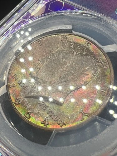 1964-D 50C Kennedy Half Dollar PCGS MS66+ Monster Rainbow Toned!
