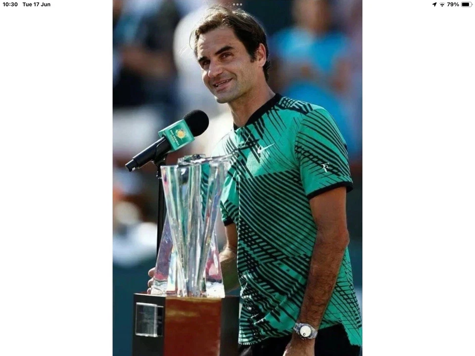 Roger Federer 2017 Nike Henley Shirt (Miami + Indian Wells) - Image 3 of 4