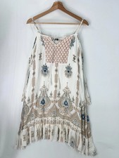 Earthbound Floral Dress White Womens S Cold Shoulder Boho Hippy Festival Peasant