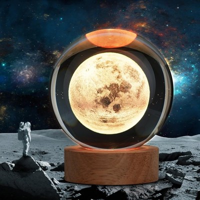 Large Crystal Ball 3D Moon Lamp Balkwan, Crystal Lamp 16 Color Changing Night...
