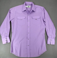 VTG Mesquite Mens Western Button Down Shirt Snap 15.5x32 Purple Rodeo Lavender