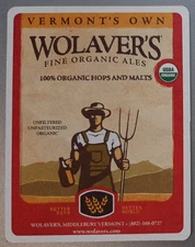 CRAFT BEER COASTER ONE Wolaver's Organic Ales Middlebury VT 3.5"x4.5" VT-OCB-17
