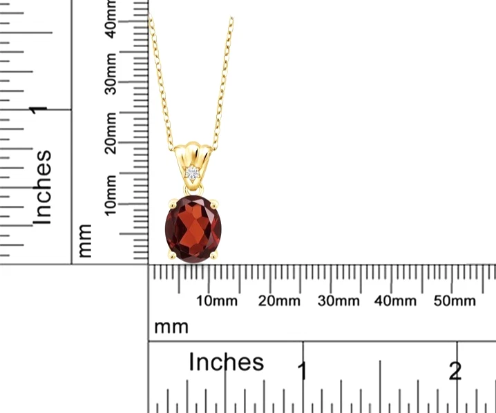 Ohne Kette 3.70 Karat Ovaler Red Garnet IN 925 Gelbgold Versilbert Anhänger - Bild 4 von 4