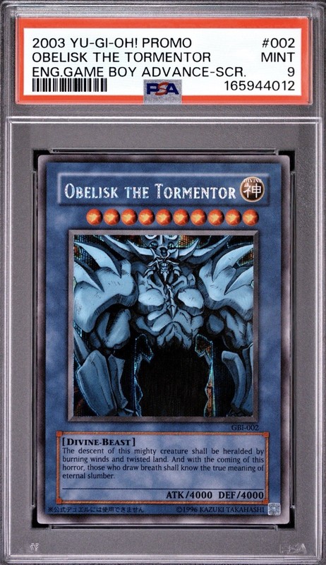 Obelisk the Tormentor Secret Rare GBI-002 Yugioh Duel Monsters Promo PSA 9