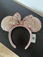 Disney Parks Minnie Mouse Ears Rose Gold Sequin Bow Headband Disneyland