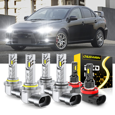 For Mitsubishi Lancer 2008-2015 6X LED Headlight Hi/Lo Beam + Fog Light Bulbs