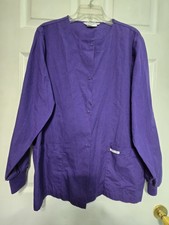 Cherokee Scrub Jacket size M-Purple Snap Front-Chest 24"/L 29"