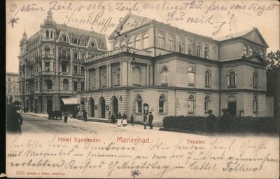 Marianske Lazne, Czechoslovakia ''Marienbad Theater'' Original Vintage Postcard