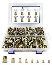505 Pcs Carbon Steel SAE Rivet Nut Assortment Kit | #6-32#8-32#10-24#10-32 1/4"-