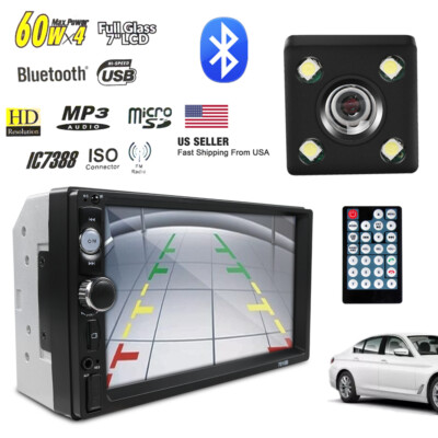 2DIN 7'' HD Car Stereo Radio MP5 Player Bluetooth Touch Screen With Rear Camera