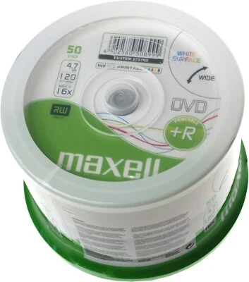 50 Maxell DVD+R 4,7GB 120Min 16x voll Bedruckbar full printable 50er Spindel