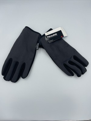 MENS 3M THINSULATE INSULATION 40 GRAM FLEECE LINED GLOVES BLACK/GRAY SIZE L -NEW