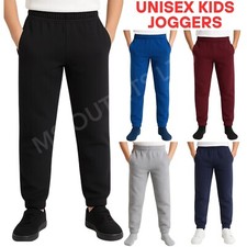 UNISEX BOYS & GIRLS FLEECE JOGGING PANTS SPORTS JOGGERS FOR KIDS AGE 2-13 YEARS