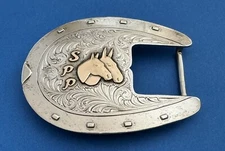 VTG  1992 Stephen Patrick Paisley Valdez Studio Sterling Silver Gold Belt Buckle