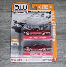 Auto World Target Exclusive 2 Pack Ultra Red 1966 Chevy El Camino 1967 Buick GS