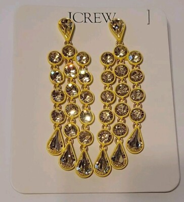 J.Crew Sparkly Waterfall Earrings Solar Yellow Multi Hypoallergenic BQ557 NWT 
