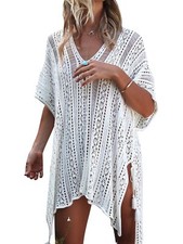 Women  s Bathing Suit Cover Up Beach Bikini Swimsuit Swimwear Crochet Dress Of...