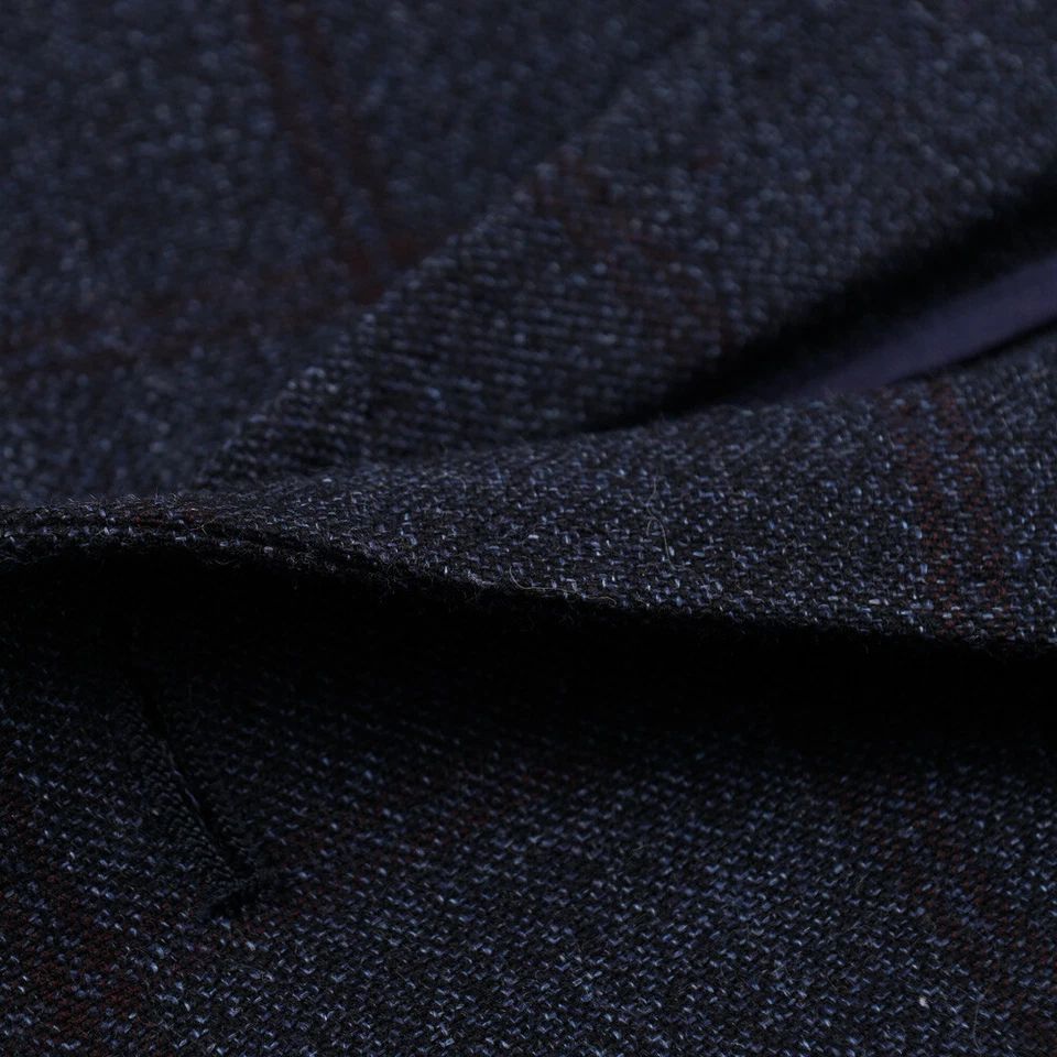 Nuevo abrigo deportivo BILLY REID $795 azul oscuro a cuadros lana y algodón 38R Foto 3 de 4