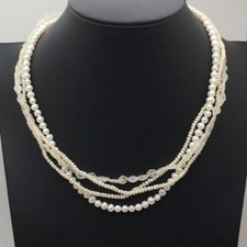 Multi-Strand Pearl Neclace with Sterling Silver Clasp - 18"