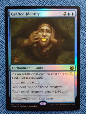 MTG 1x FOIL Grafted Identity (Prerelease Promo) NM Midnight Hunt Magic