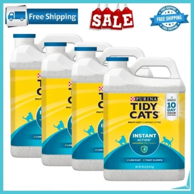 Tidy Cats Clumping Cat Litter, Instant Action Multi Cat Litter, 20 lbs x 4 Jug