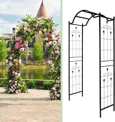 Metal Garden Arch 7.6ft High for Climbing Plants Roses Vines Outdoor Garden Lawn