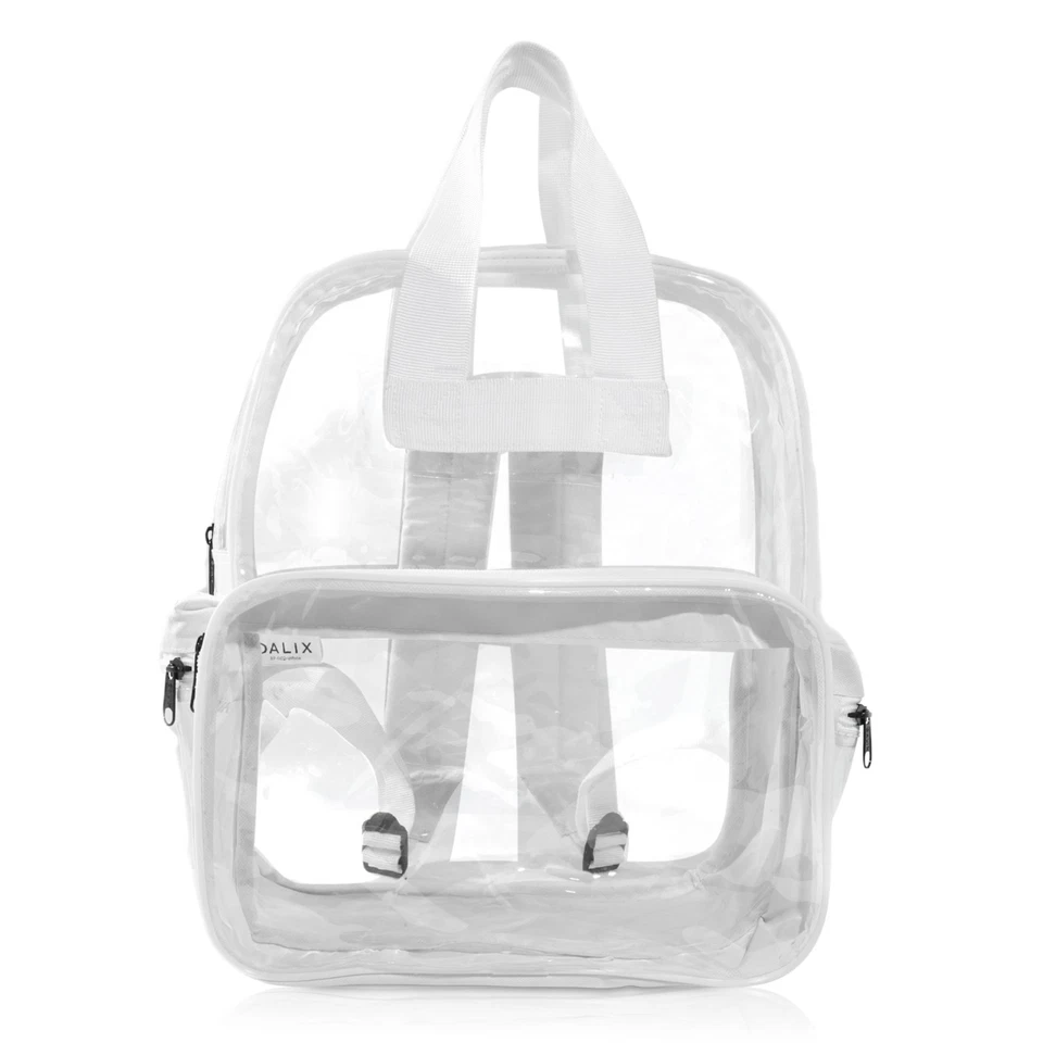 Mochila escolar transparente DALIX bolsa transparente transparente em branco frete grátis - Imagem 2 de 4