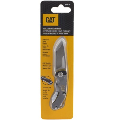 Caterpillar CAT Black G10 Framelock Folding Pocket Knife