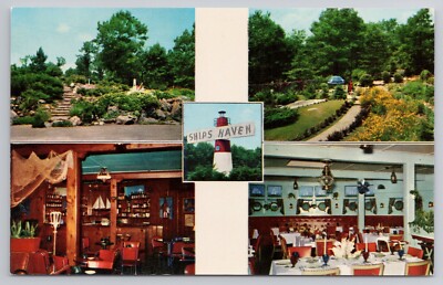 Ship's Haven  Restaurant Lynnfield Massachusetts MA 1950s Postcard Multi View