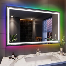 Dynamic LED Lighted Bathroom Wall Vanity Mirror RGB Touch Dimmable for Gym Hotel