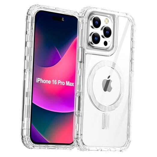 for iPhone Case,Clear Built for MagSafe,3 in 1 16 Pro Max Clear with Magsafe