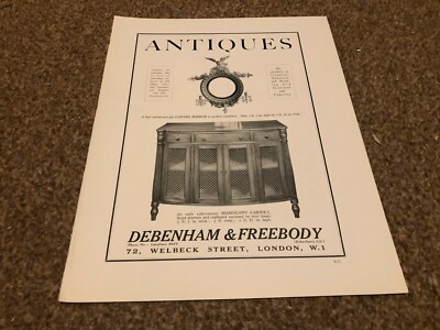 ANT5 ANTIQUES ADVERT 11X9 DEBENHAM & FREEBODY : MAHOGANY CABINET