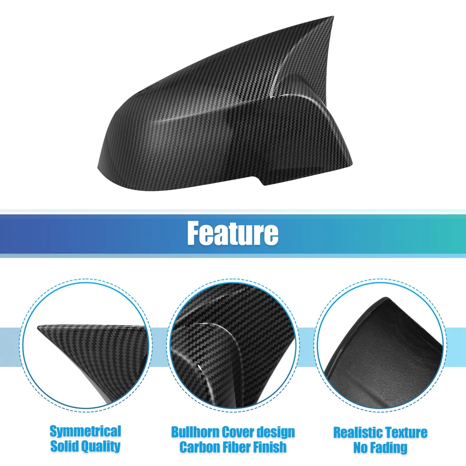 Pair Rearview Side Mirror Cover Cap Carbon Fiber Pattern for BMW 328d 2014-2018 - Image 4 of 4
