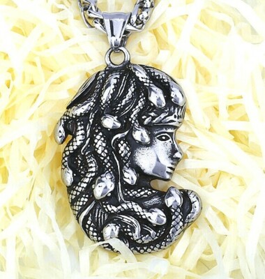 Medusa Eater of Souls Stainless Steel Ancient Greek Snake-Headed Deity Pendant 