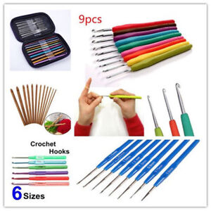 Aluminum Crochet Hooks Knit Needles Plastic Bamboo Handle Weave Yarn Craft Set Aluminum Crochet Hooks Knit Needles Plastic Bamboo Handle Weave Yarn Craft Set
