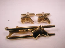 Horse  Head Vintage HICKOK Cuff Links & Tie Bar Clip animal