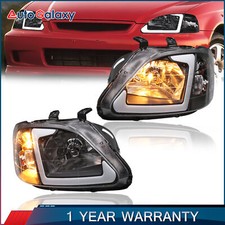 Pair Led Drl Headlights Front Lamps For 1999-2000 Honda Civic Leftright