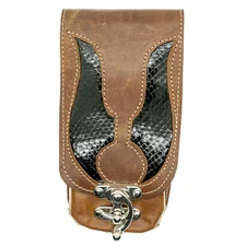Leather Real Python Snakeskin Wings Mobile Cell Phone Pouch Wallet Belt