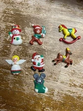 Christmas Memo Magnets Set Of 7 JSNY Santa Mouse Horse Snowman Plastic Vintage