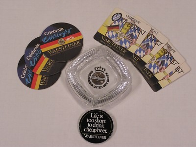 Warsteiner ASHTRAY (7) Oktoberfest BEER COASTERS (1) PIN Life is too short . . .