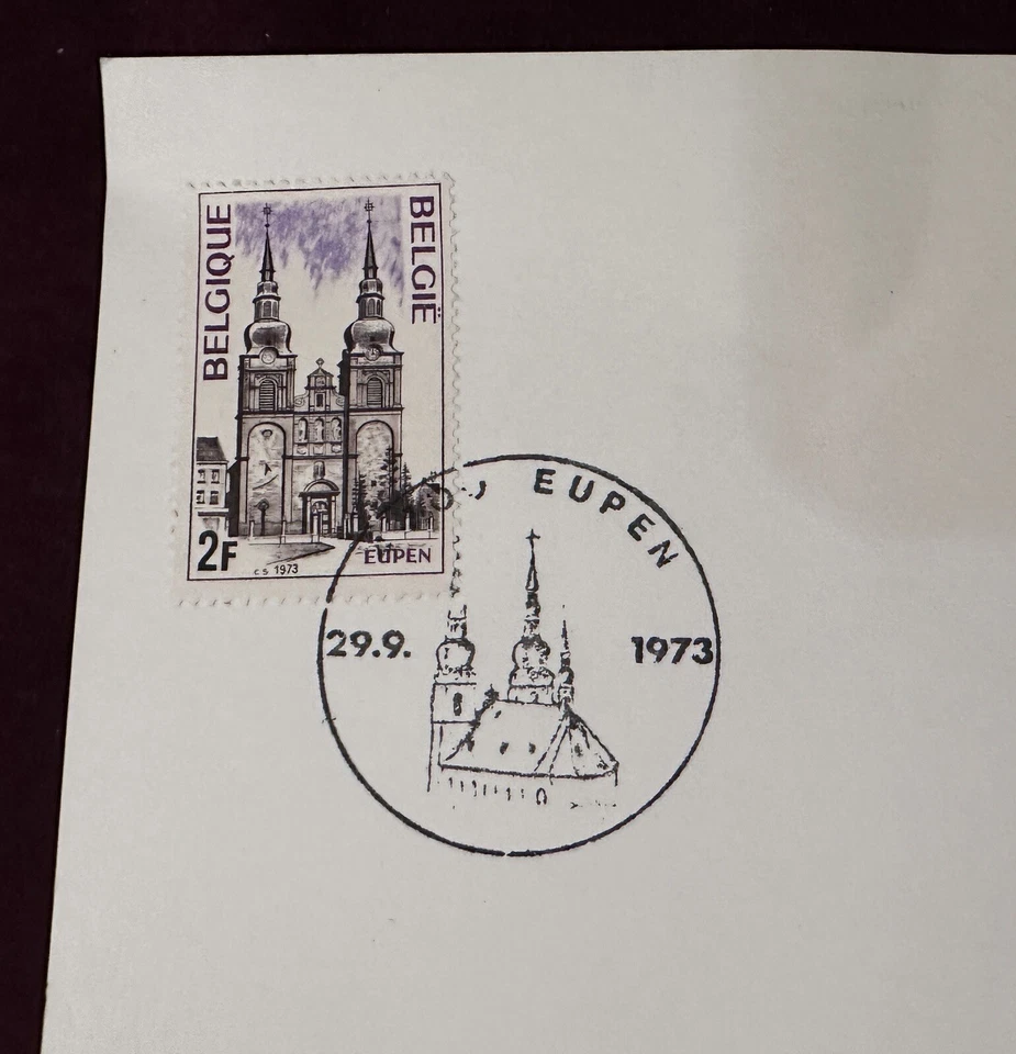 BELGIUM 1973 Tourist Publicity St Nicholas Church Eupen FIRST DAY CARD - Image 2 of 3