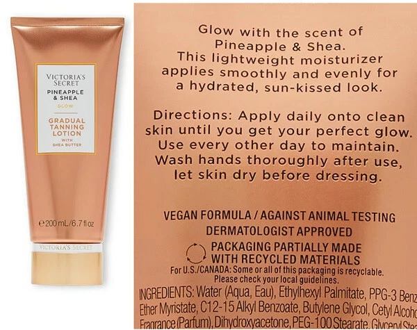 Victoria's Secret Loción Bronceadora Brillo Piña y Karité, 200 ml/6,7 FL OZ NUEVO Foto 2 de 2