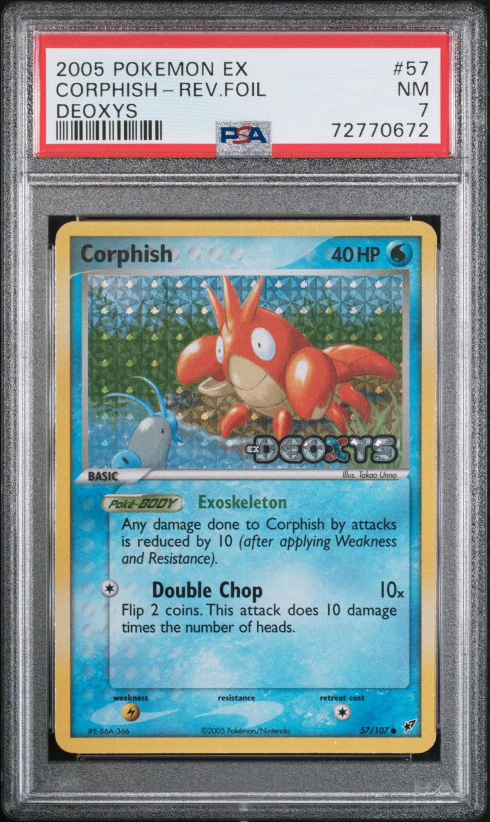 POP 1 PSA 7 NM Corphish 57/107 EX Deoxys Stamped Reverse Holo Pokémon 2005