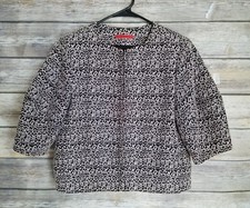 Alice  Olivia Black White Print Cotton Half Sleeve Jacket Size Medium
