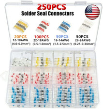250PCS Solder Seal Sleeve Heat Shrink Butt Wire Connectors Terminals Waterproof