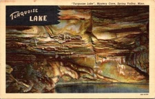 Turquoise Lake Mystery Cave Spring Valley Minnesota Vintage Linen Postcard B12