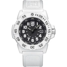 Luminox Men's Watch Navy Seal Quartz Black Dial White Rubber Strap XS.3507.WB