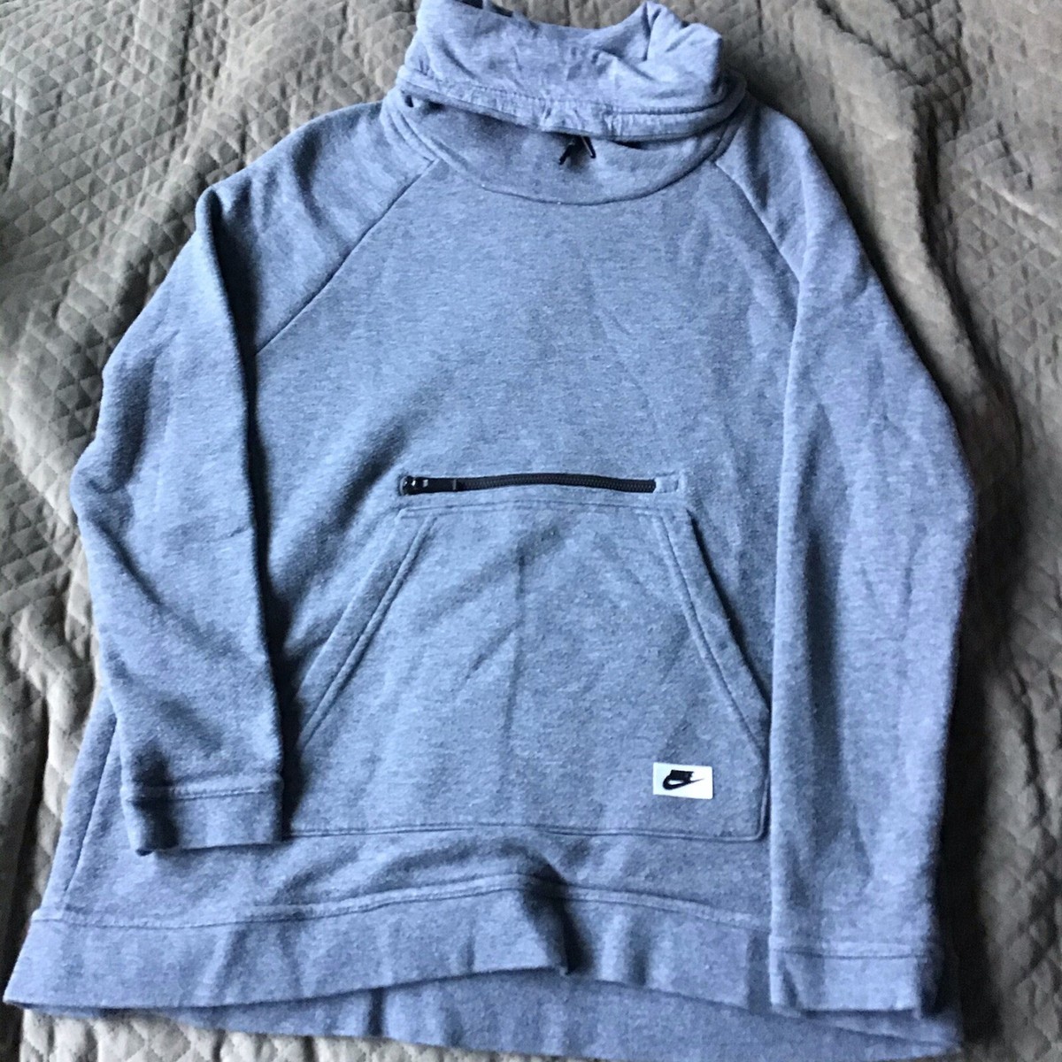 Nike Sportswear Womens Funnel/ Cowl Neck Sweatshirt Light Gray size Small