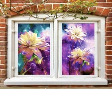 3D Purple Flower A089 Window Film Print Sticker Cling Stained Glass UV Zoe