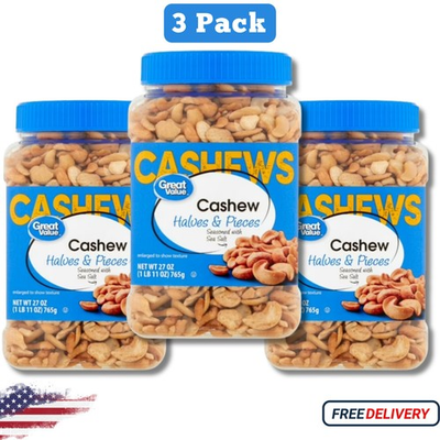 #ad Great Value Cashew Halves amp; Pieces 27 oz New pack of 3 $18.50